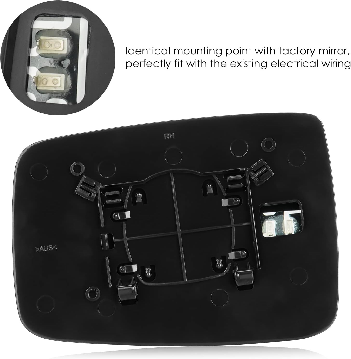 Espejo calefactable con vista lateral derecha del pasajero con placa de respaldo compatible con Dodge Ram 1500 2500 2010, Ram 1500 2500 2011-2018