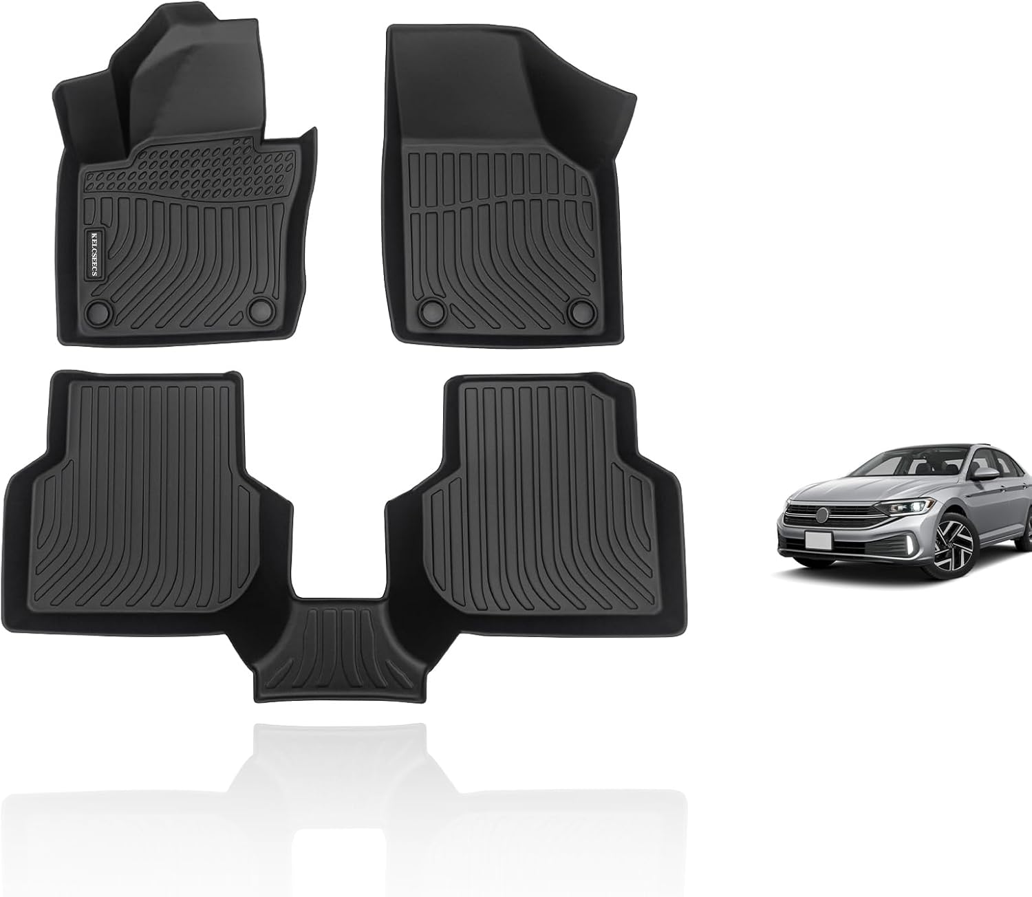 KELCSEECS Alfombrillas personalizadas para Volkswagen Jetta 2012-2018, protección para todo tipo de clima, revestimientos de suelo de elastómero