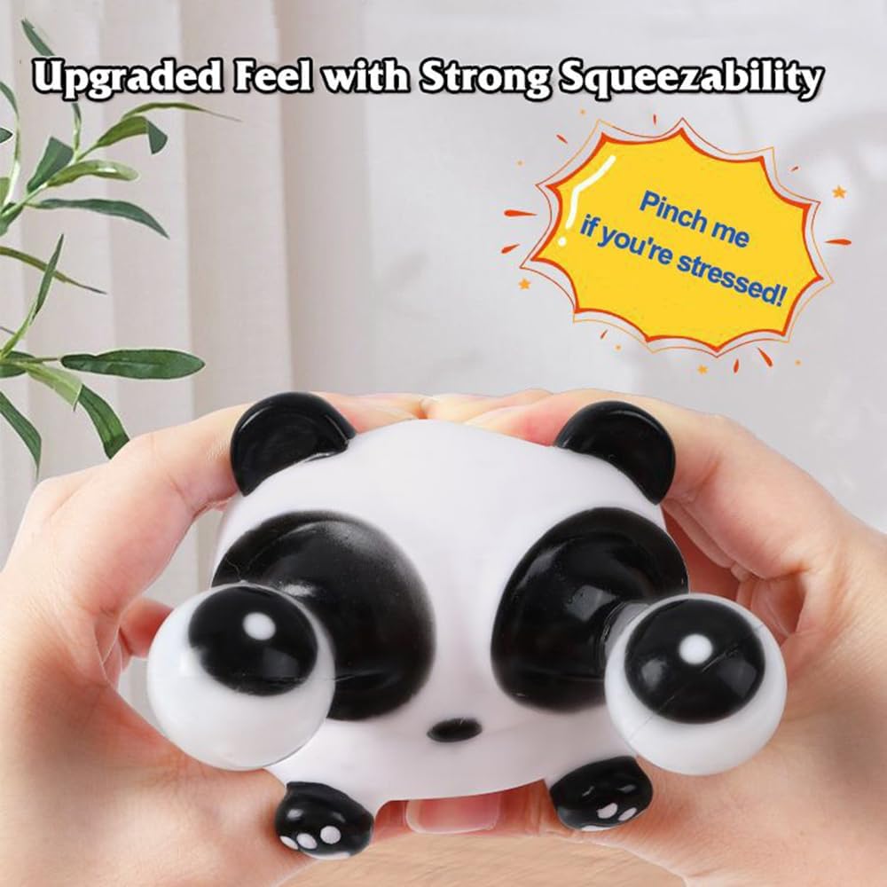 Juguetes para apretar con forma de panda, juguete para aliviar el estrés, juguetes divertidos y esponjosos con ojos emergentes, juguetes sensoriales