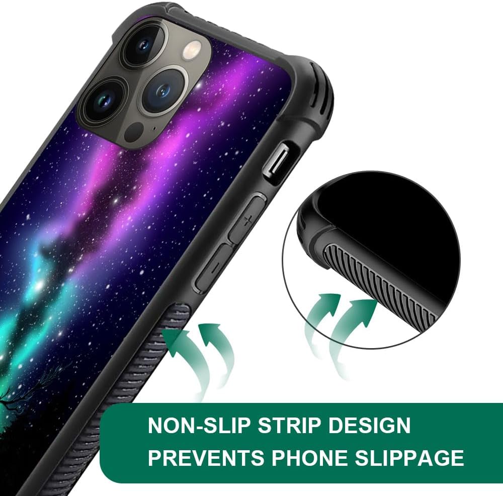 CARLOCA Funda compatible con iPhone 15, funda con diseño artístico de ciervo aurora boreal para iPhone 15, ultra protección, a prueba de golpes, de