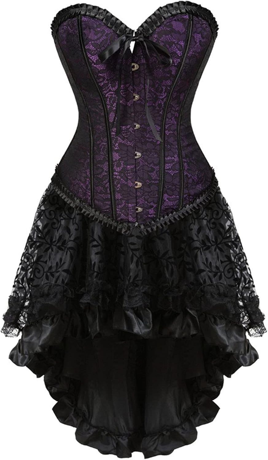 OPHPY Disfraces sexys de Halloween para mujer, 2 piezas, talla grande, corsé gótico negro, top y faldas, conjuntos de cosplay de vampiros