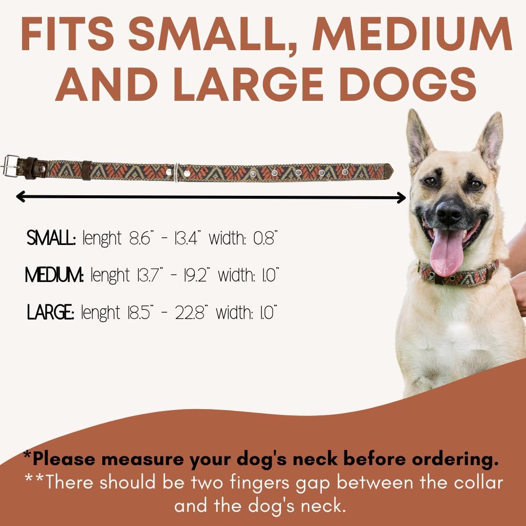 Collar occidental para perros, diseño bordado de cuero para perros pequeños, medianos y grandes, diseño azteca del suroeste para perros machos y
