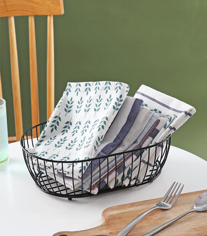 Cesta de fruta de alambre de metal, cestas de almacenamiento ovaladas grandes para pan, soporte de cesta de frutas de alambre de metal para encimera