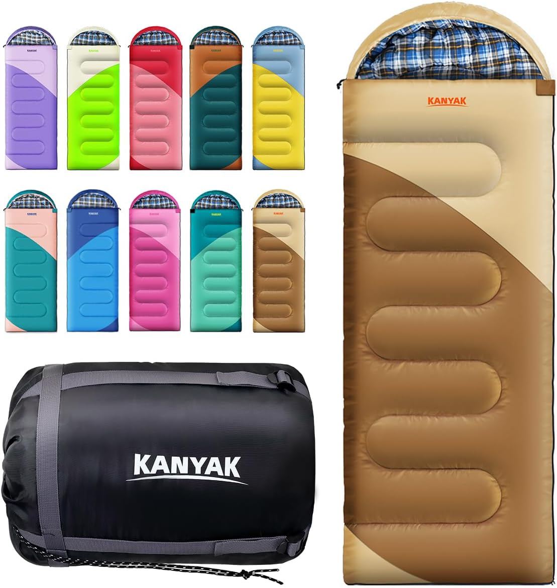 Saco de dormir de campamento, sacos de dormir de 32  para adultos, niños, adolescentes, clima frío, cálido saco de dormir de invierno para 3-4