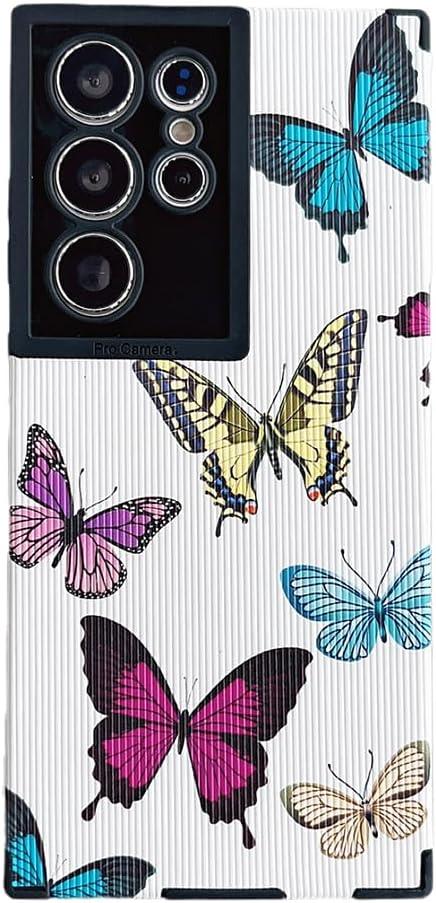 Diseño De Mariposa De Color Lindo Compatible Con Samsung Galaxy S23 Ultra Funda De Teléfono Cubierta Protectora De Silicona De Cuero De Moda Para