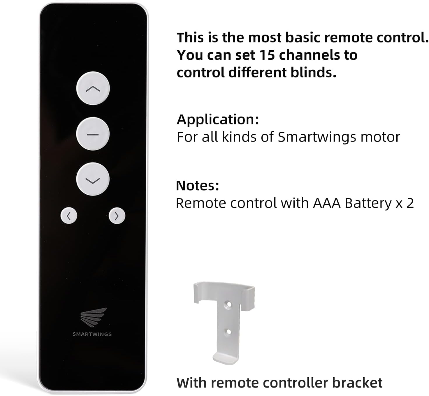 Smartwings Persianas enrollables motorizadas, accesorios de 15 canales, control remoto, color negro