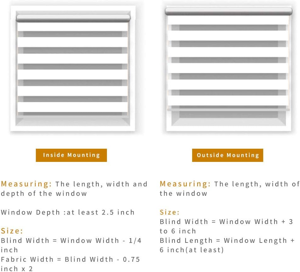 LUCKUP – Cortina horizontal para ventana, persianas enrollables dobles estilo cebra, fácil de instalar, 27.6 x 59 pulgadas, color blanco