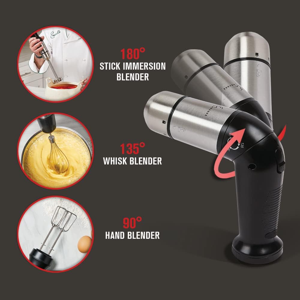 Emeril Everyday Blender & Beyond – Batidora de mano de inmersión, inalámbrica con estación de carga, batidor y batidor doble incluido.