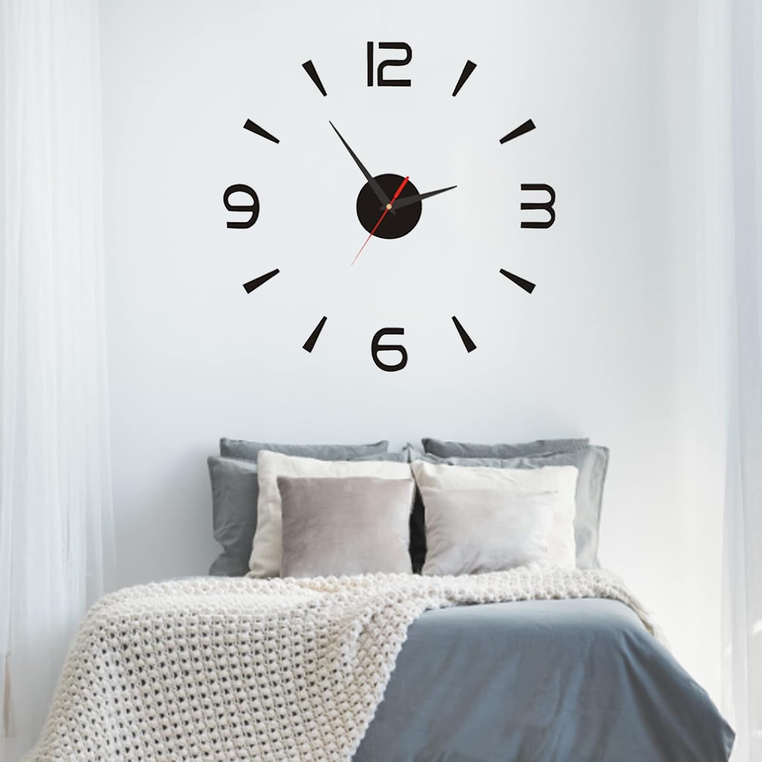 Reloj de pared DIY, reloj de pared DIY sin marco, reloj de pared DIY 15.7 in pequeño negro moderno simple estilo europeo silencioso acrílico sin