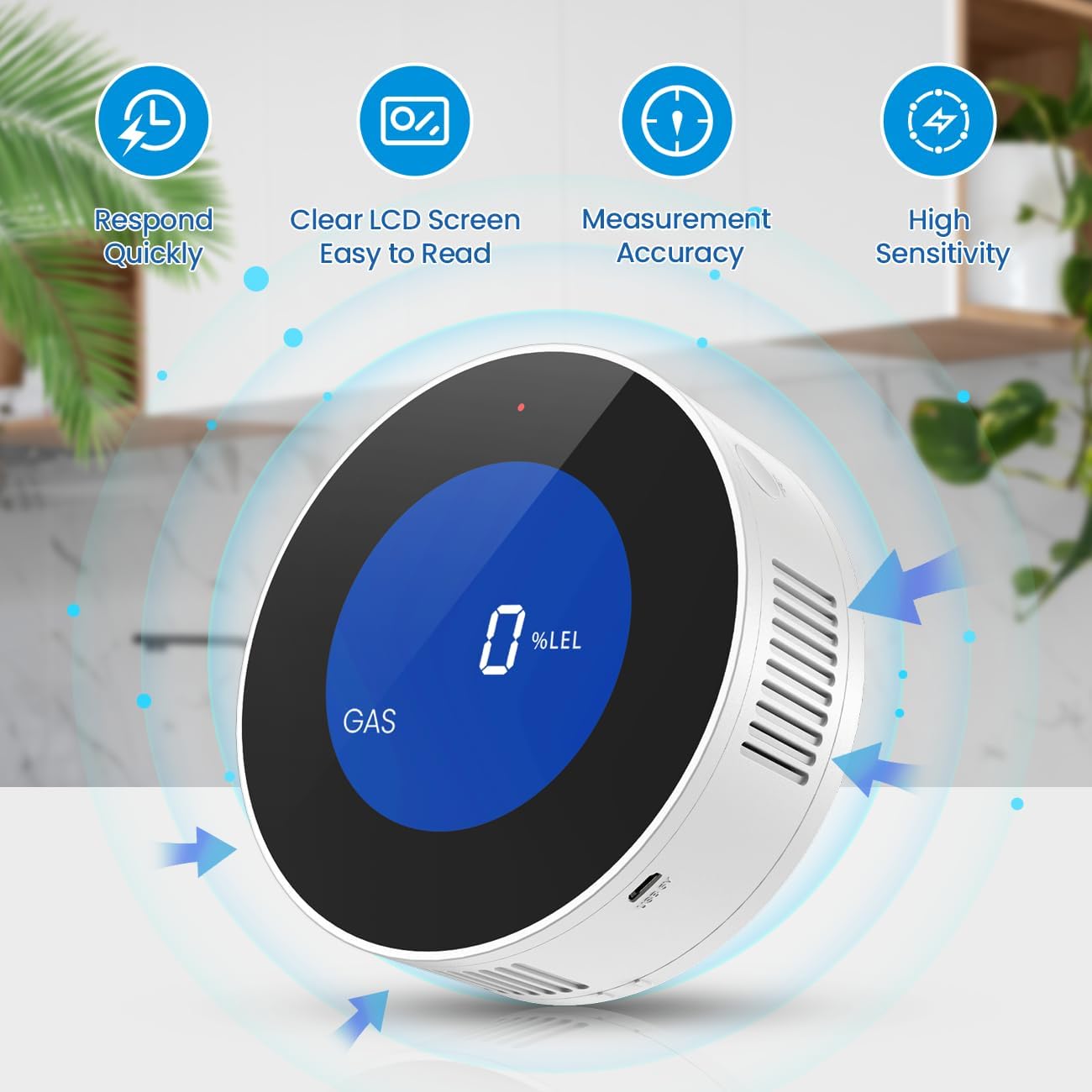 Detector de gas natural 3.0 para el hogar, pantalla digital de gran precisión. Alarma de gas naturaldetector de propano para cocina, cámper,