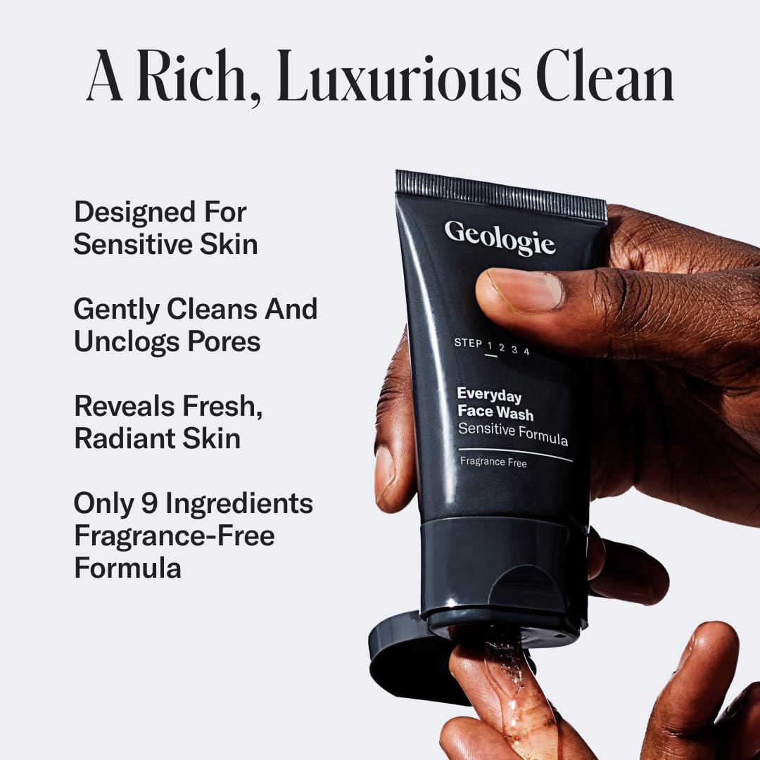Geologie Sensitive Complete – Juego de cuidado de la piel de 5 piezas para 90 días, acné, aceite, manchas oscuras, lavado facial con ácido