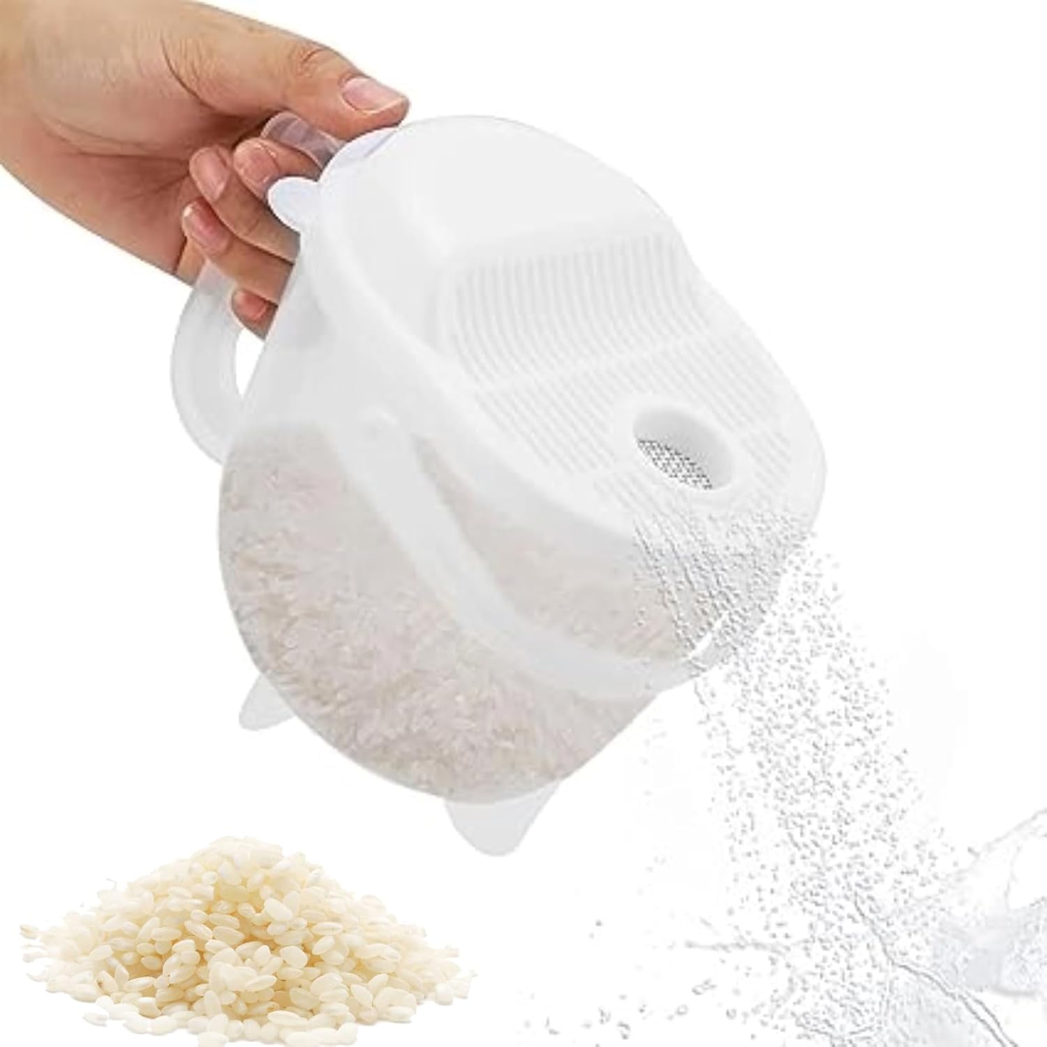 Cuenco colador para lavadora de arroz, colador de limpieza de arroz portátil, colador de cocina con mango para arroz, frijoles, uvas y tomates