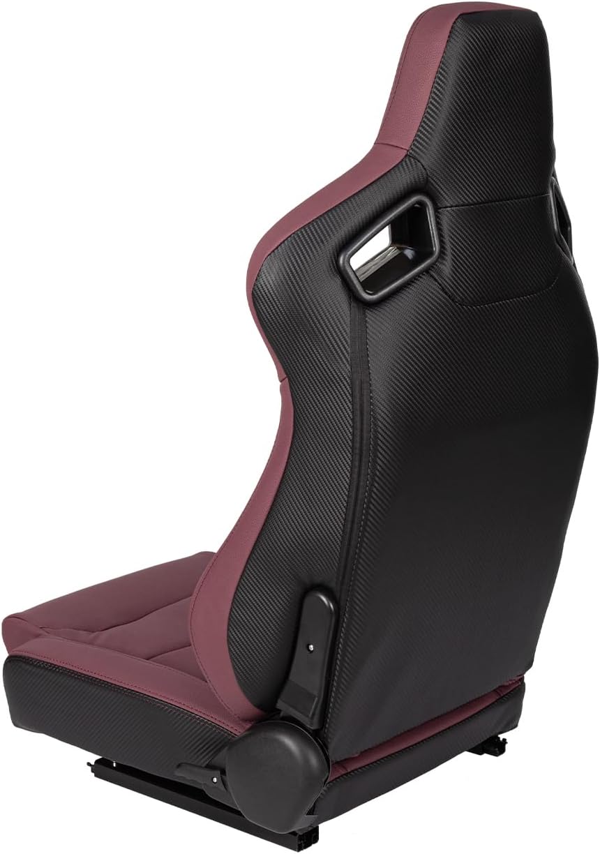 2 asientos de carreras, asientos universales de cuero de PVC con deslizadores de doble bloqueo para ajuste delantero y trasero, asientos de carreras