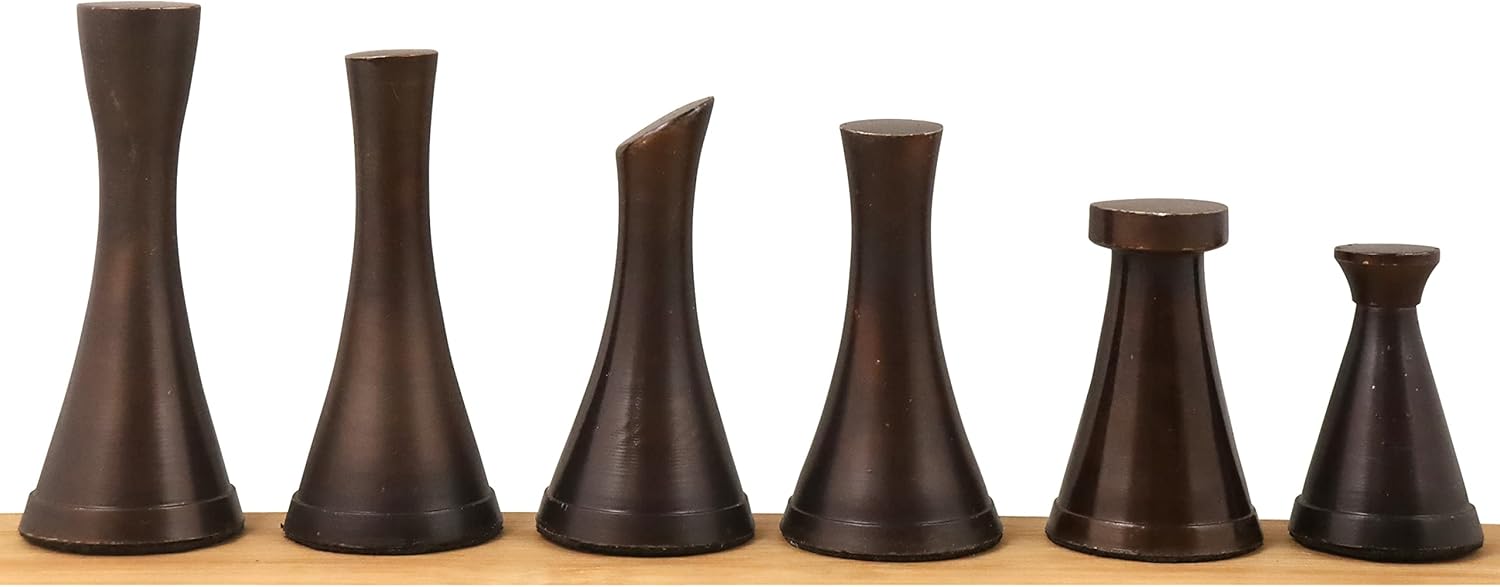 Royal Chess Mall – Juego de piezas de ajedrez de lujo de metal de latón de la serie Tower de 3.1″ – Plata y antiguo