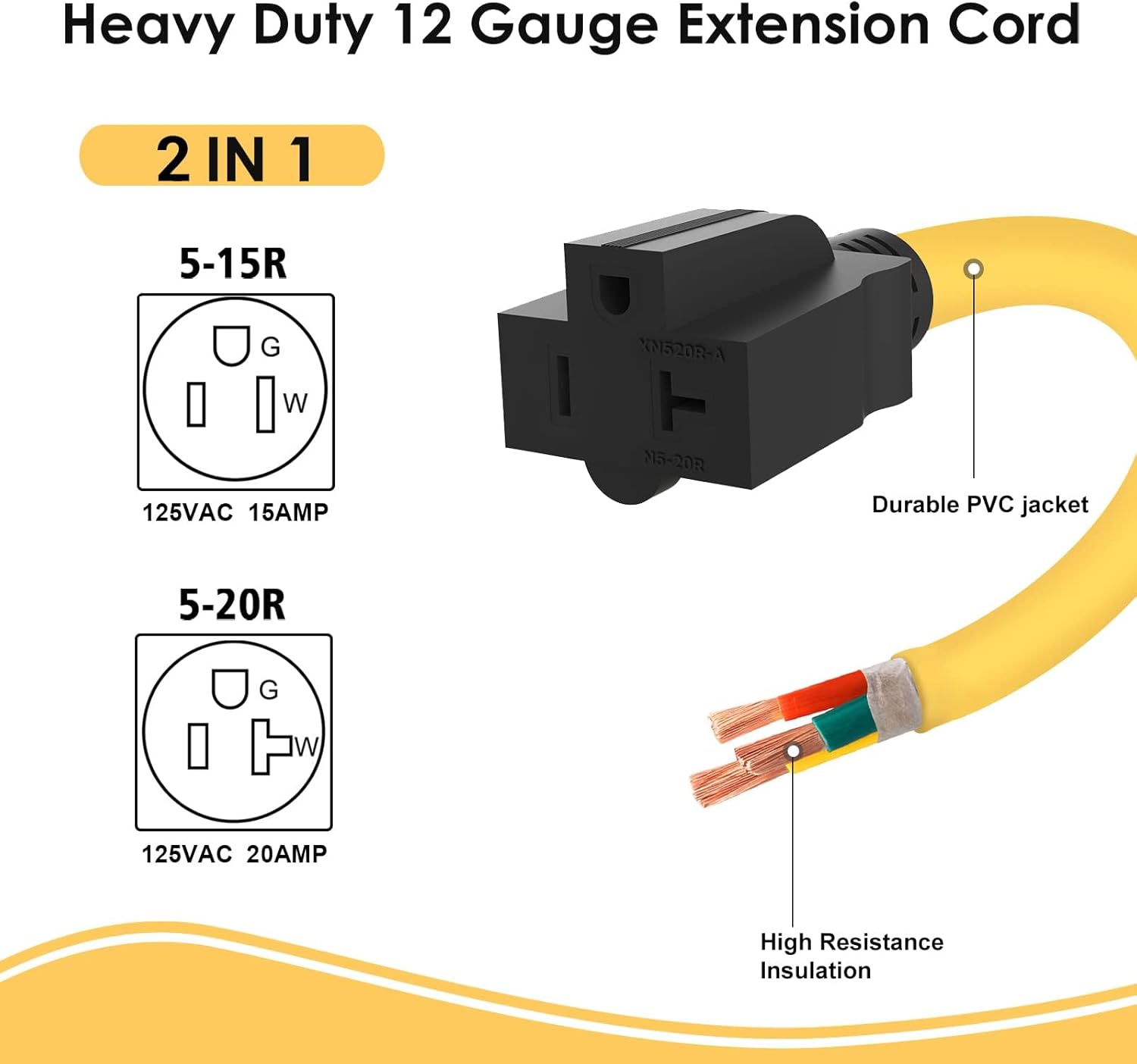 240 V a 120 V NEMA 14-50P a 5-15R5-20R Adaptador de hoja en T 12AWG STW cables de cobre RV Generador Adaptador de cable de alimentación 50 Amp a 20