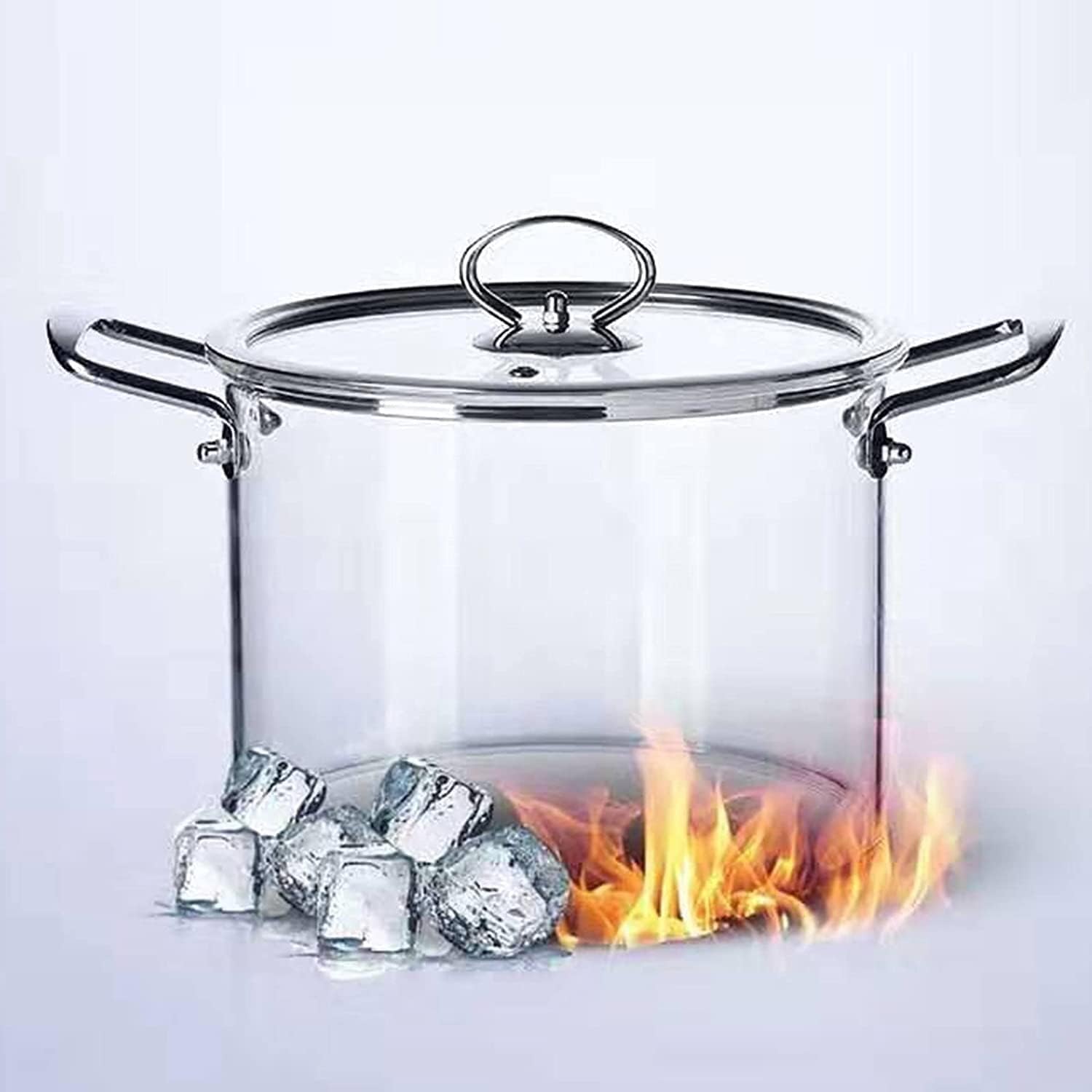 Cacerola de vidrio resistente al calor, olla de cocina de borosilicato transparente con tapa y asa, olla antiadherente para fideos y chocolate