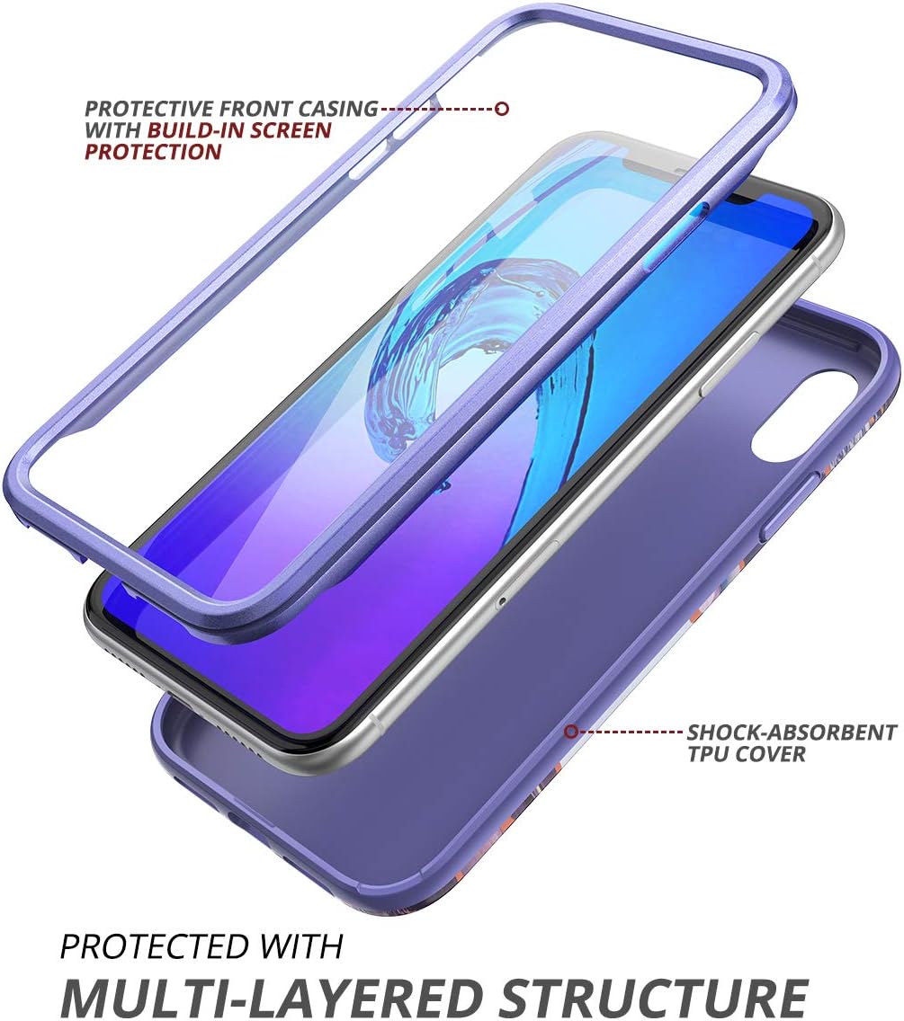 SURITCH Funda para iPhone XR, Protector de pantalla integrado Protección híbrida de cuerpo completo, doble capa de silicona suave a prueba de