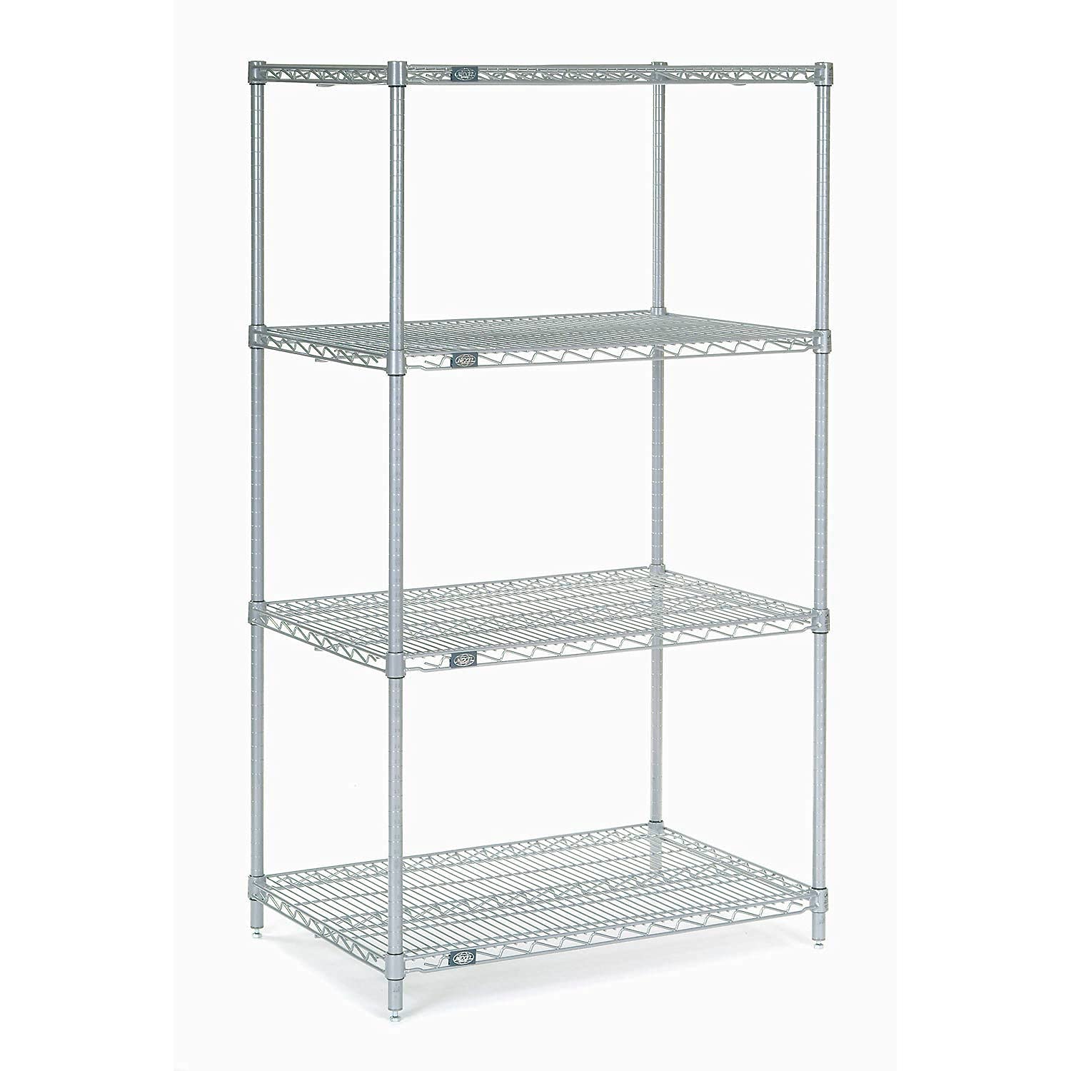 Nexel Estantería de alambre ajustable, 4 niveles, estante de almacenamiento comercial con certificación NSF, 21″ x 30″ x 63″, epoxi plateado