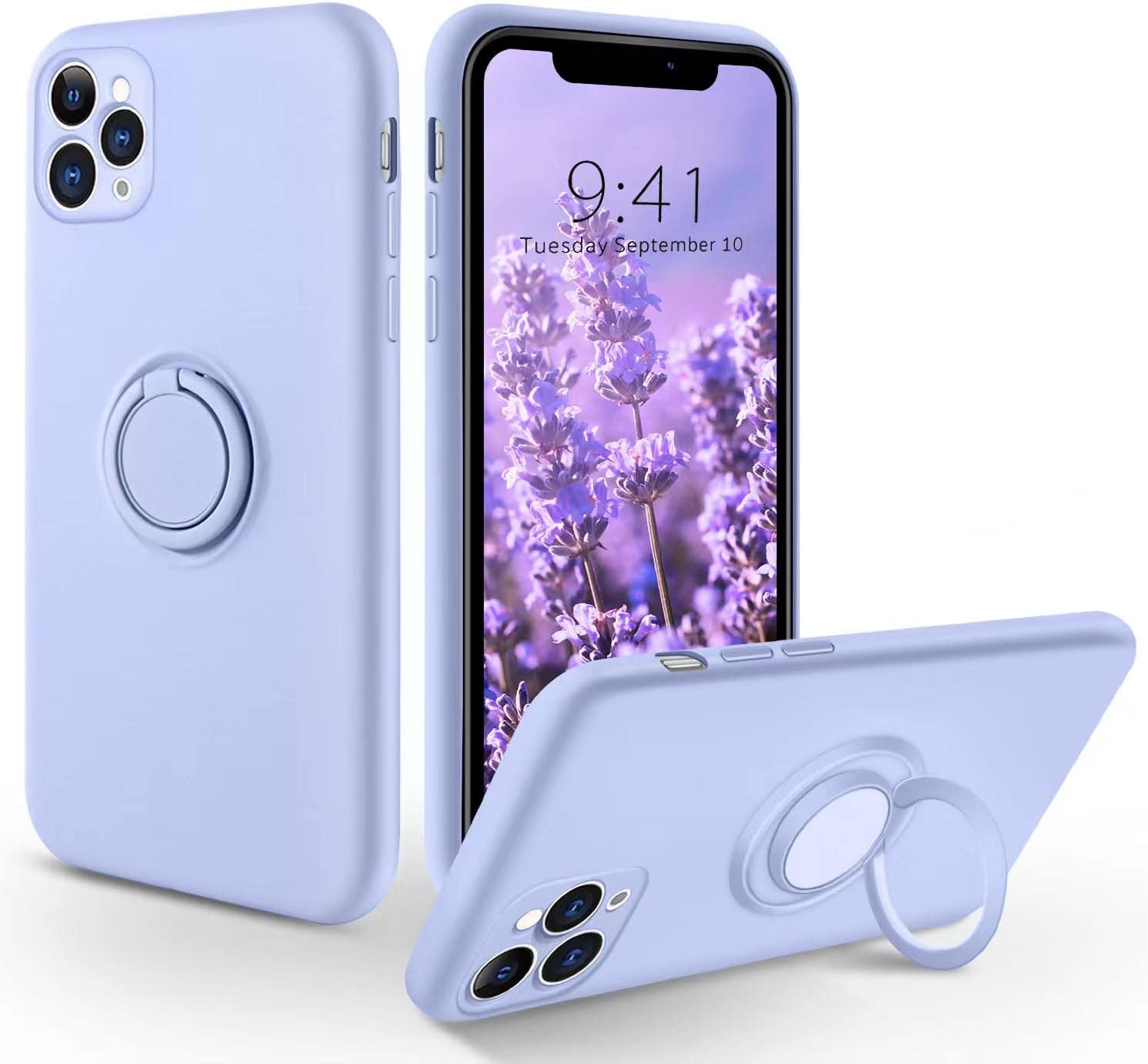 Funda para iPhone 11 Pro Max, funda de teléfono iPhone 11 ProMax, silicona delgada de goma suave a prueba de golpes, soporte de anillo de 360,
