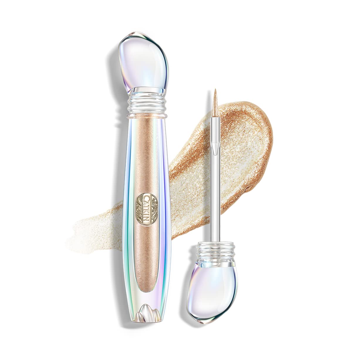 Catkin Sombra de ojos líquida con purpurina, acabado multidimensional de alta pigmentación con cobertura metálica de un solo paso, maquillaje