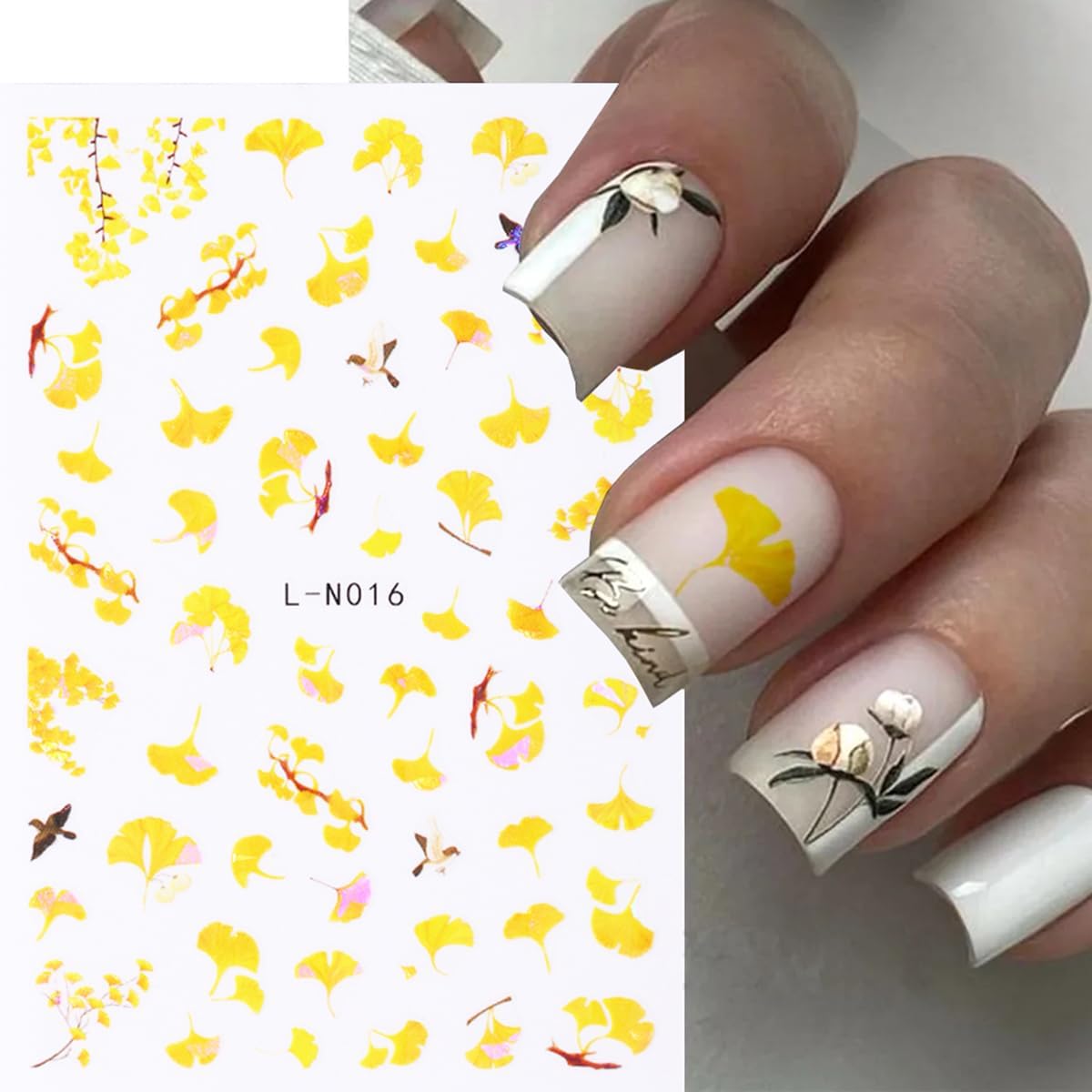6 hojas de hojas de arce de otoño, calcomanías de arte de uñas, diseños autoadhesivos 3D, hojas de arce de otoño, hongos, calcomanías de uñas para