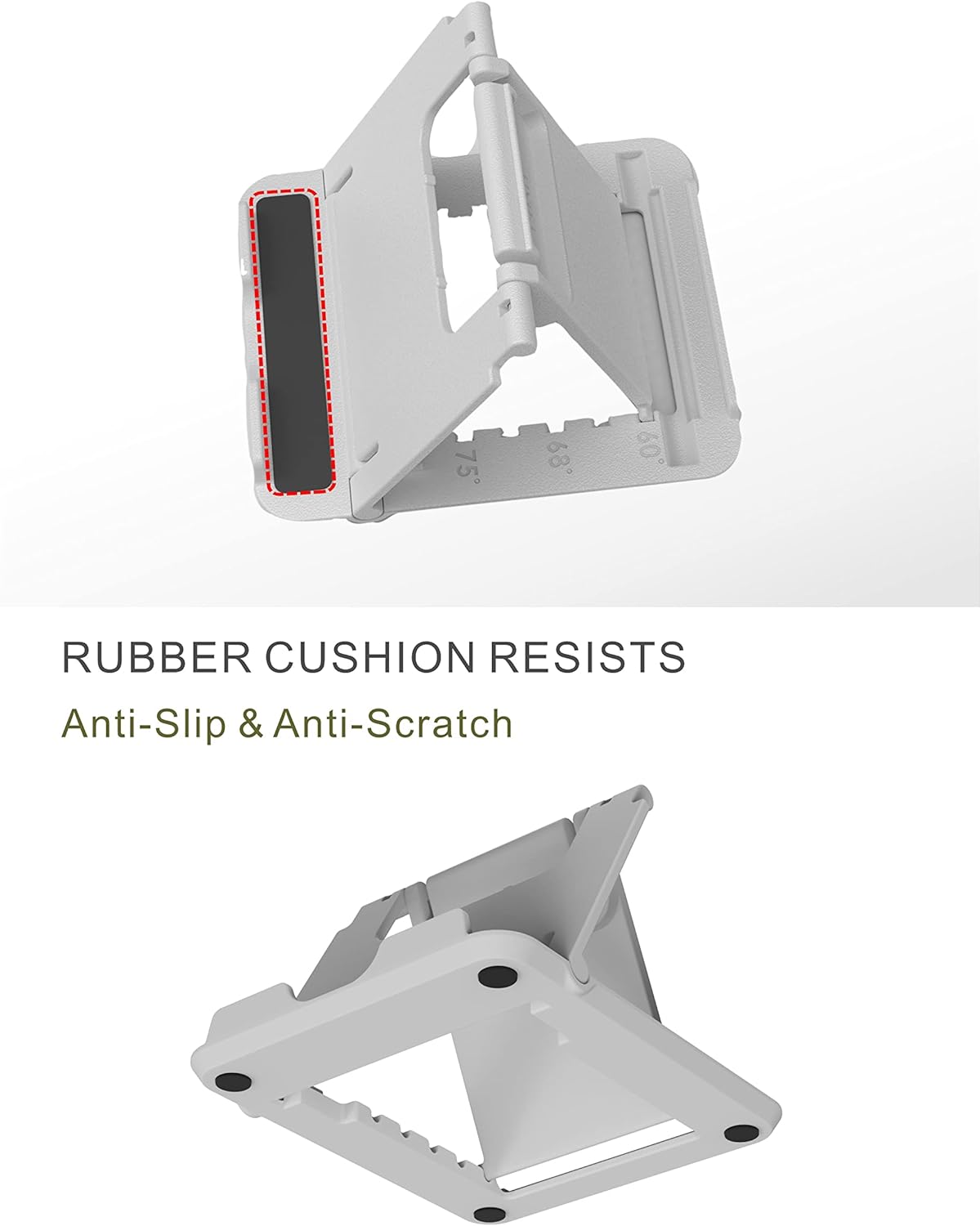 Rudo Soporte plegable universal para teléfono, soporte ajustable para teléfono celular, color blanco
