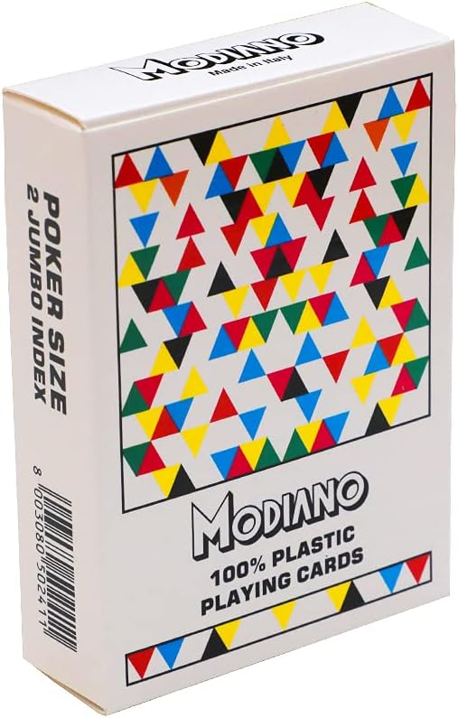 Modiano – Cartas de póquer de plástico para casino, juegos, tarjetas de póquer lavables para adolescentes, color blanco (triángulo estándar)
