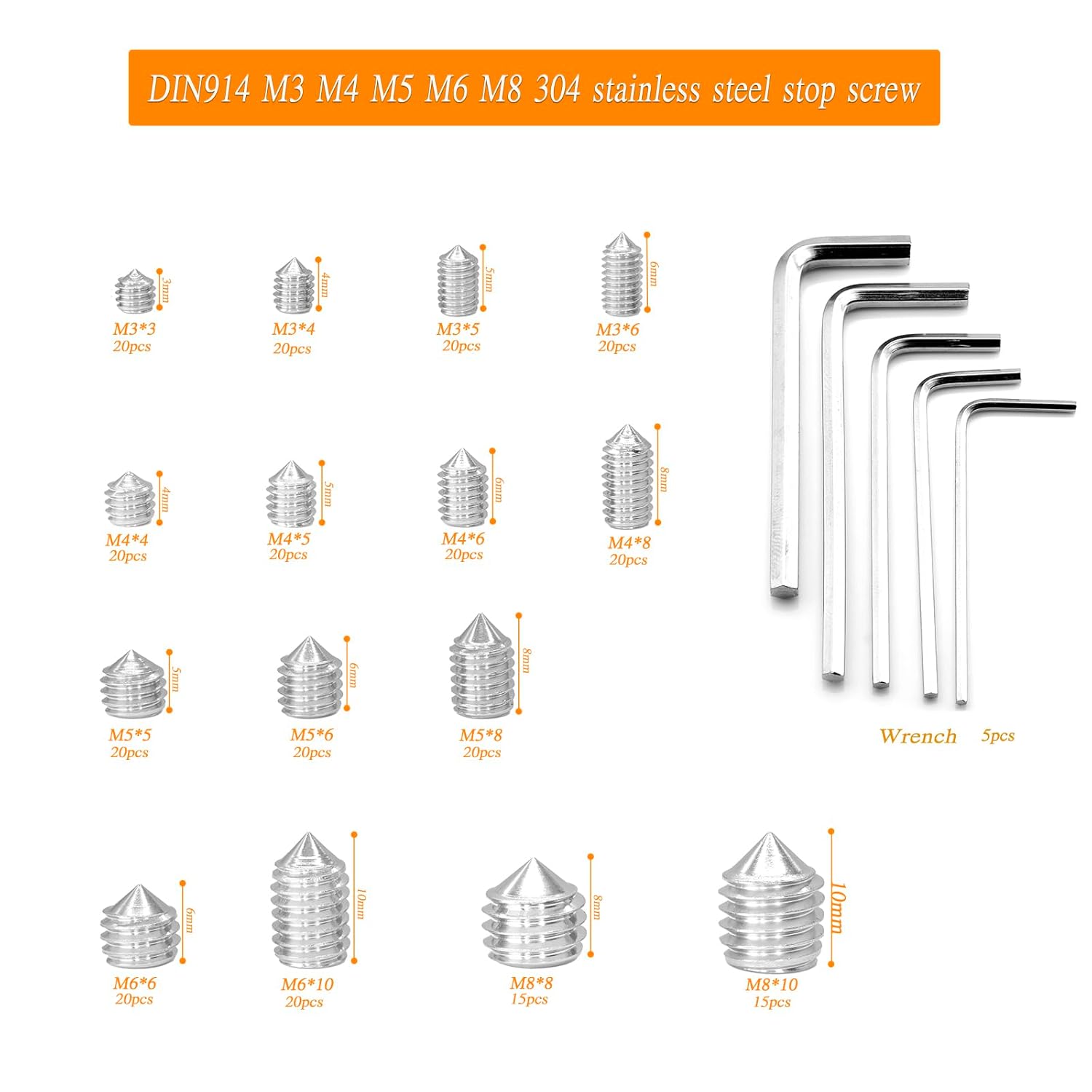 Juego de 290 tornillos métricos, juego de tornillos M8 M6 M5 M4 M3, tornillos hexagonales de acero inoxidable para accesorios de baño, manijas de