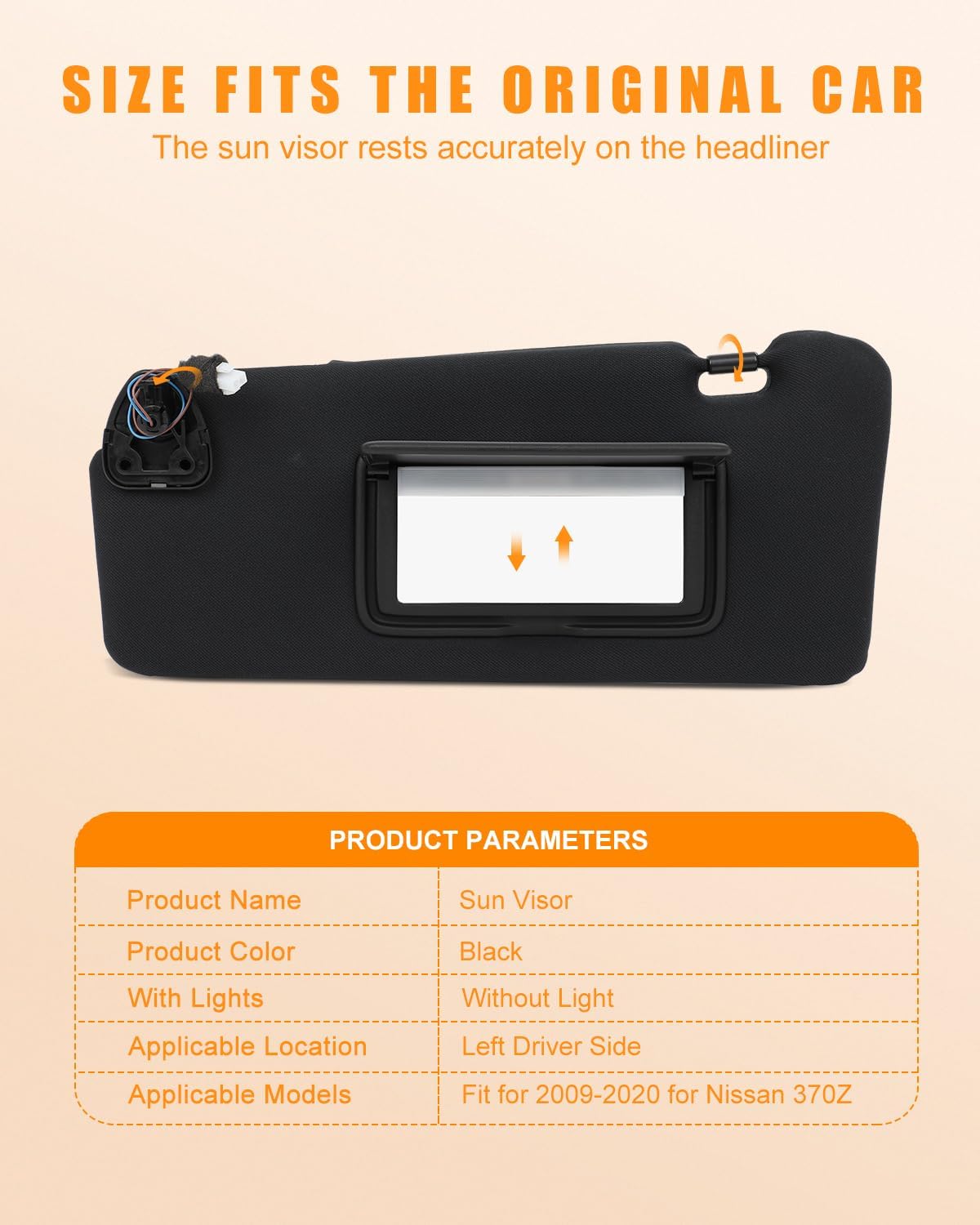 OCPTY Visera solar compatible con Nissan 370Z con techo corredizo (negro, lado izquierdo del conductor)