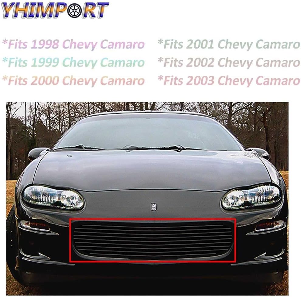 Rejilla frontal negra para Chevy Camaro 1998 1999 2000 2001 2002 2003 Chevy Camaro parte superior principal de aluminio Billet Inserto de rejilla
