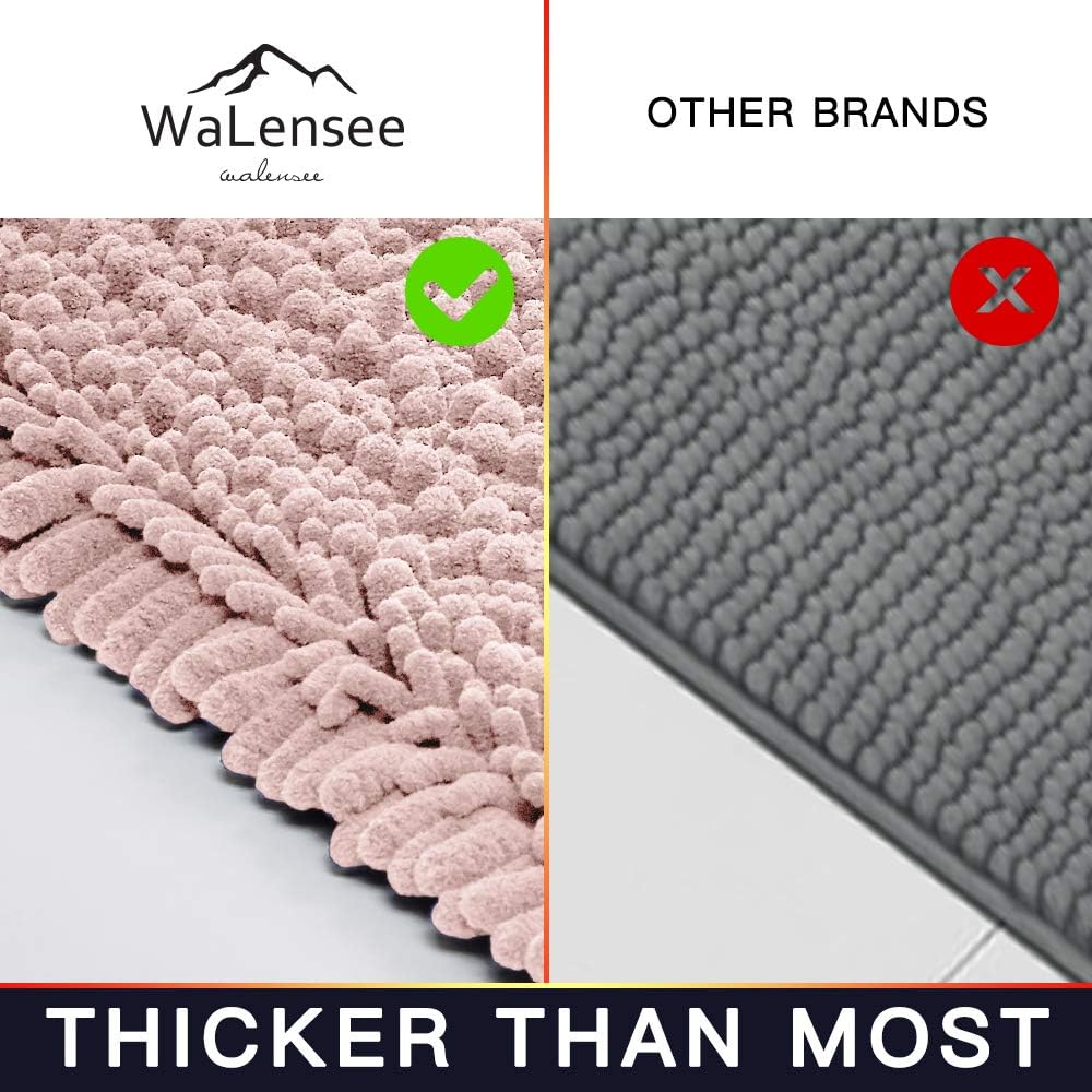 Walensee – Alfombra grande para baño, antideslizante, 32 x 20 pulgadas color rosa polvoriento, absorbente y muy suave, felpilla peluda, extragruesa,