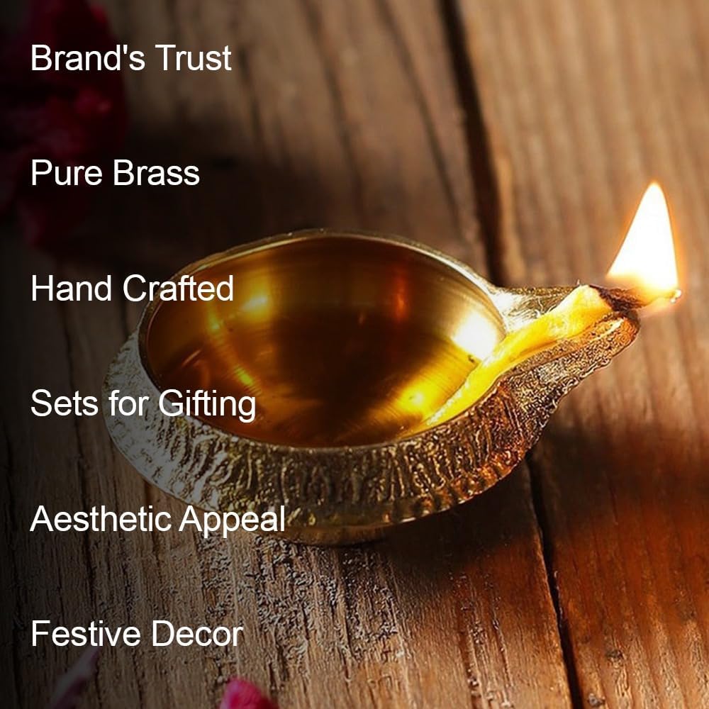 Hashcart Diya Kuber Diya – Lámpara de aceite de Puja india hecha a mano, diseño grabado, Diya para Diwali Pooja de 2.5 pulgadas (juego de 12)
