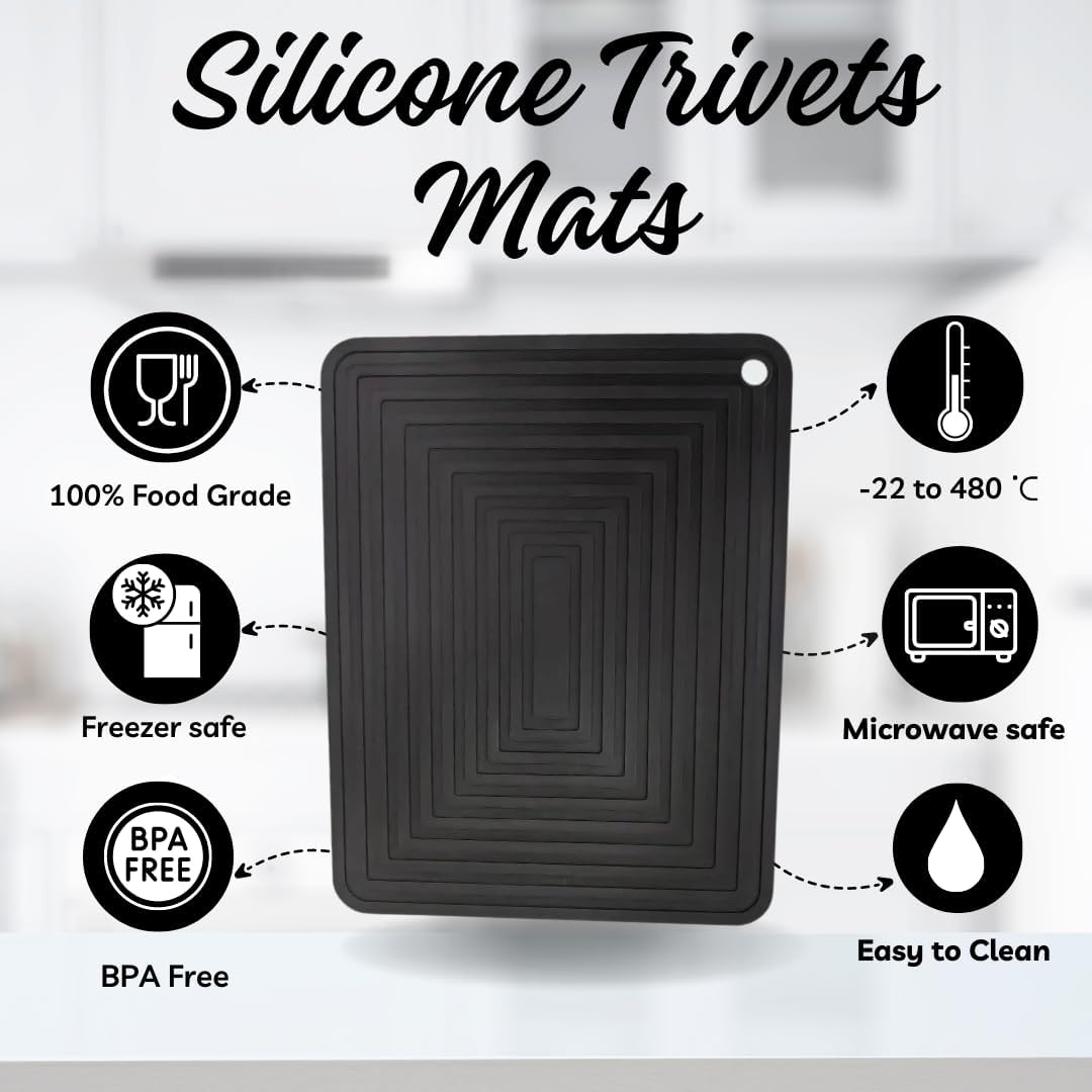 4 alfombrillas de silicona  9 x 12 pulgadas. Tus almohadillas calientes grandes resistentes al calor 572  Soporte para ollas, tapetes de secado de