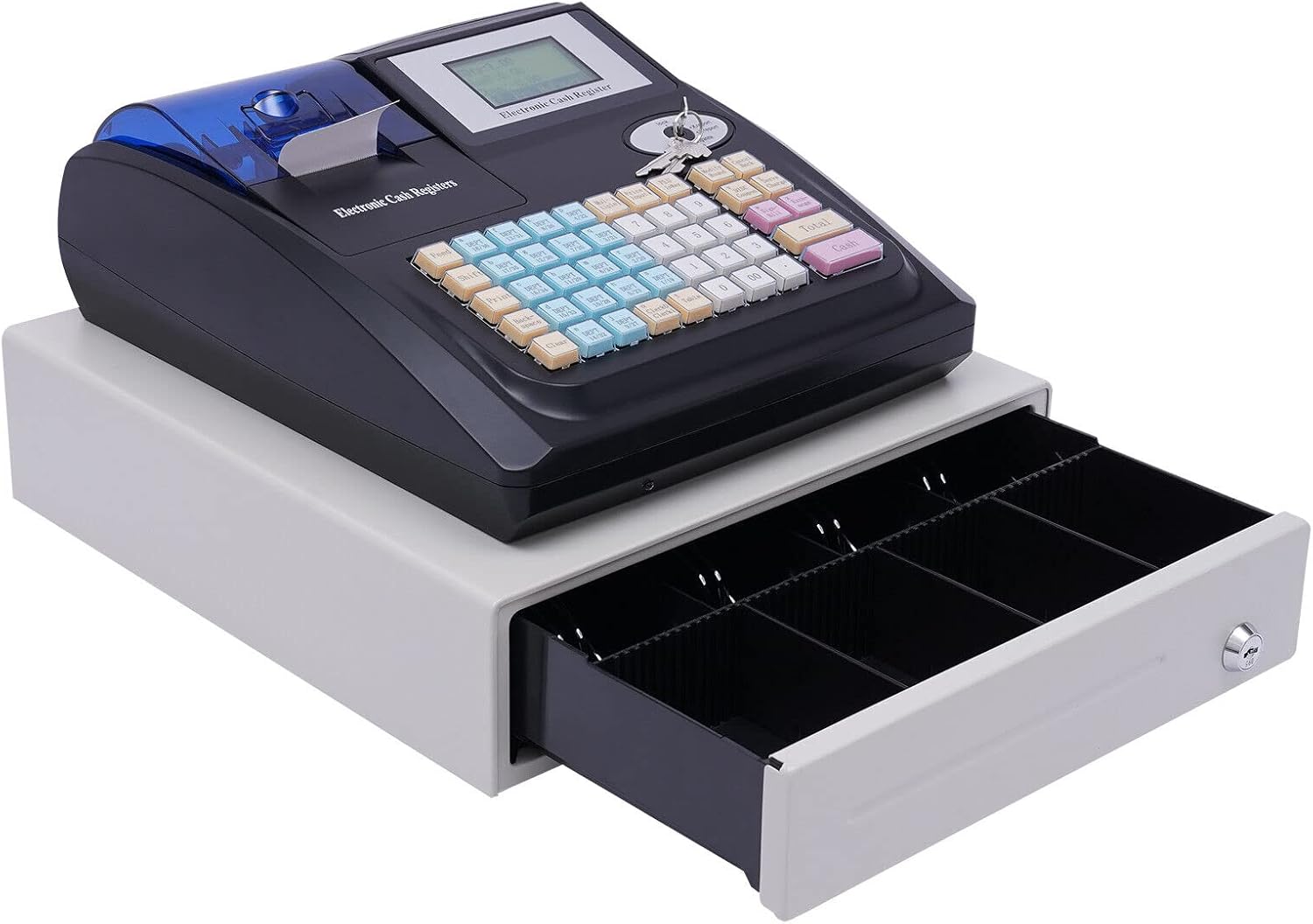 Cutycaty Caja registradora electrónica, cajón de 48 llaves, pantalla LED digital, apto para minoristas, caja de efectivo con bandeja de dinero y