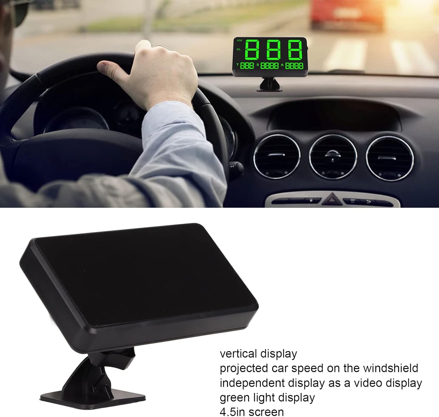 Velocímetro GPS de 4.5 pulgadas, pantalla frontal para coche, indicador GPS HUD con alarma de velocidad, alarma de fatiga y proyecto de parabrisas