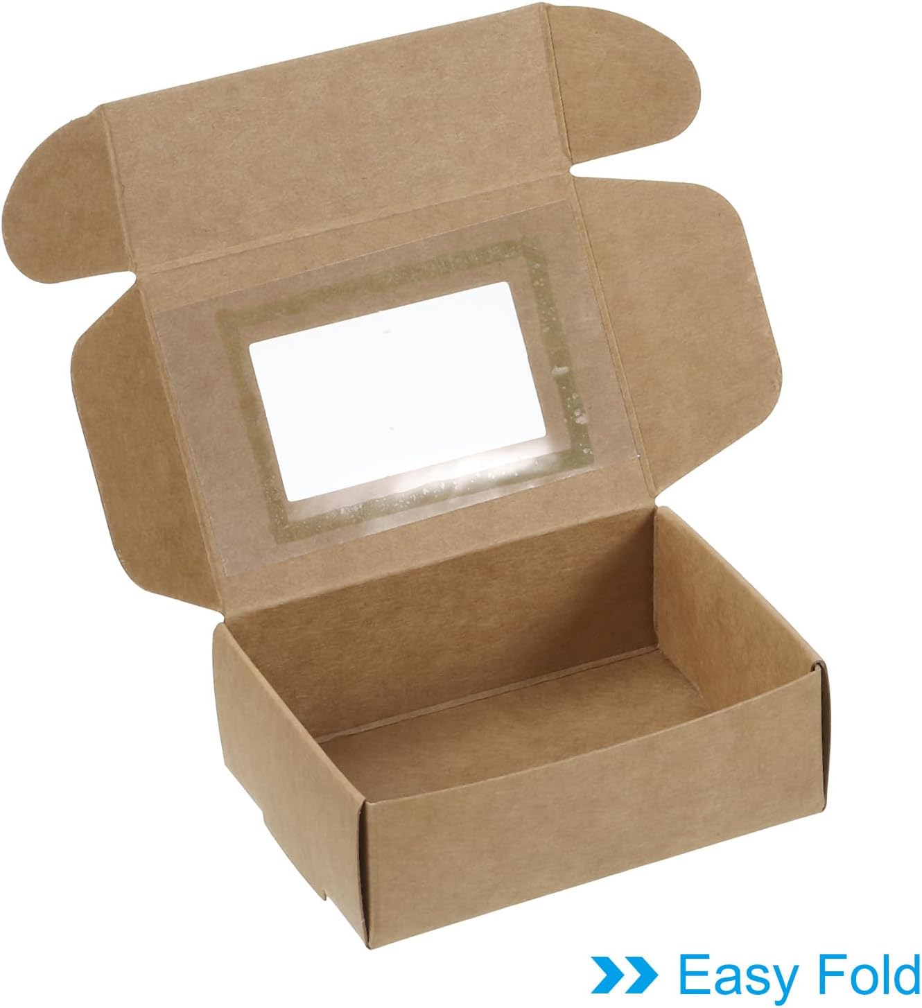PATIKIL Caja de jabón de papel de 3.5 x 2.5 x 1 pulgadas con ventana, paquete de 30 cajas de jabón caseras rectangulares para regalos de cumpleaños,