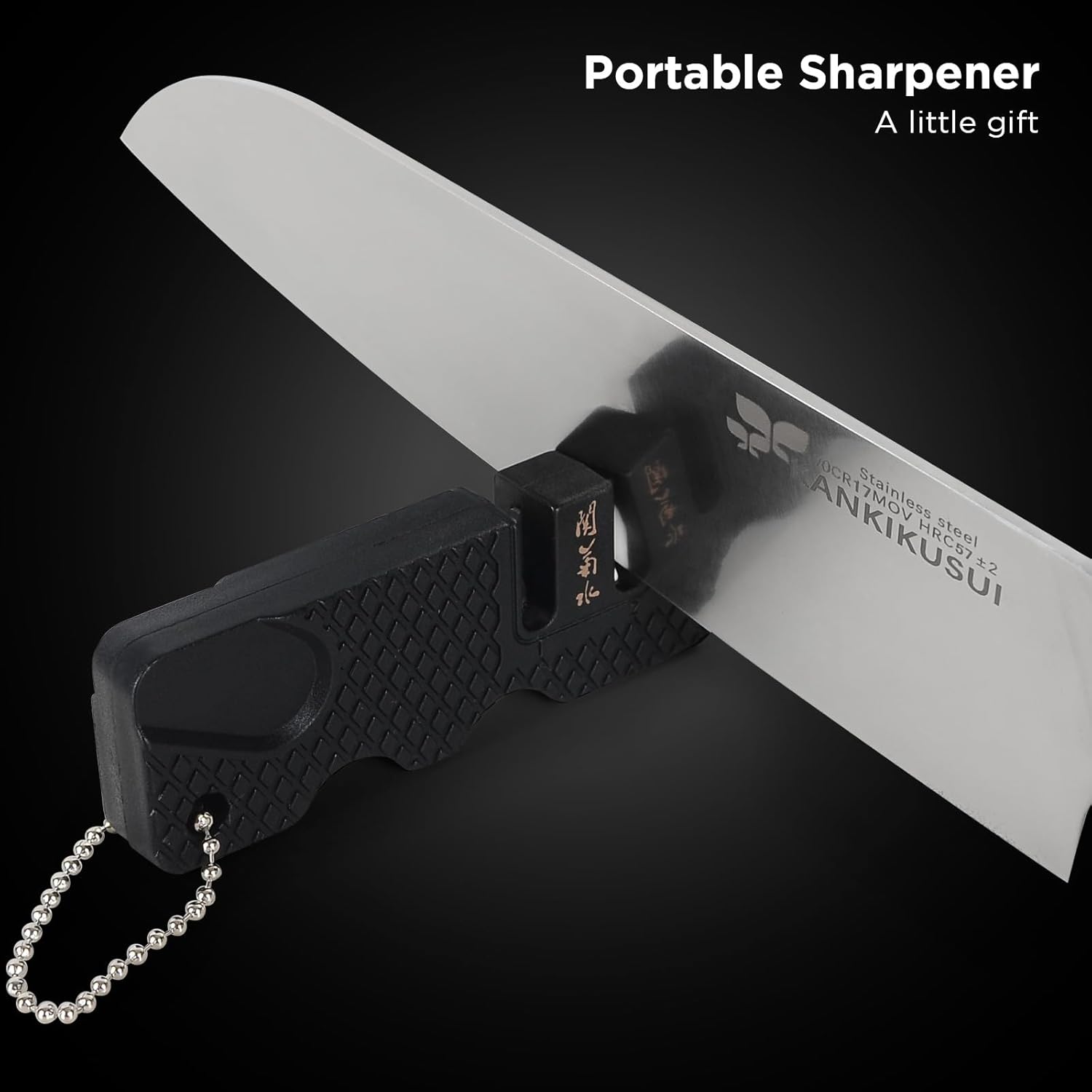 Santoku – Cuchillo de 7 pulgadas, 70CR17MOV, cuchillo de alto carbono para carneverdurafruta, juego de cuchillos con funda, sacapuntas, paño de