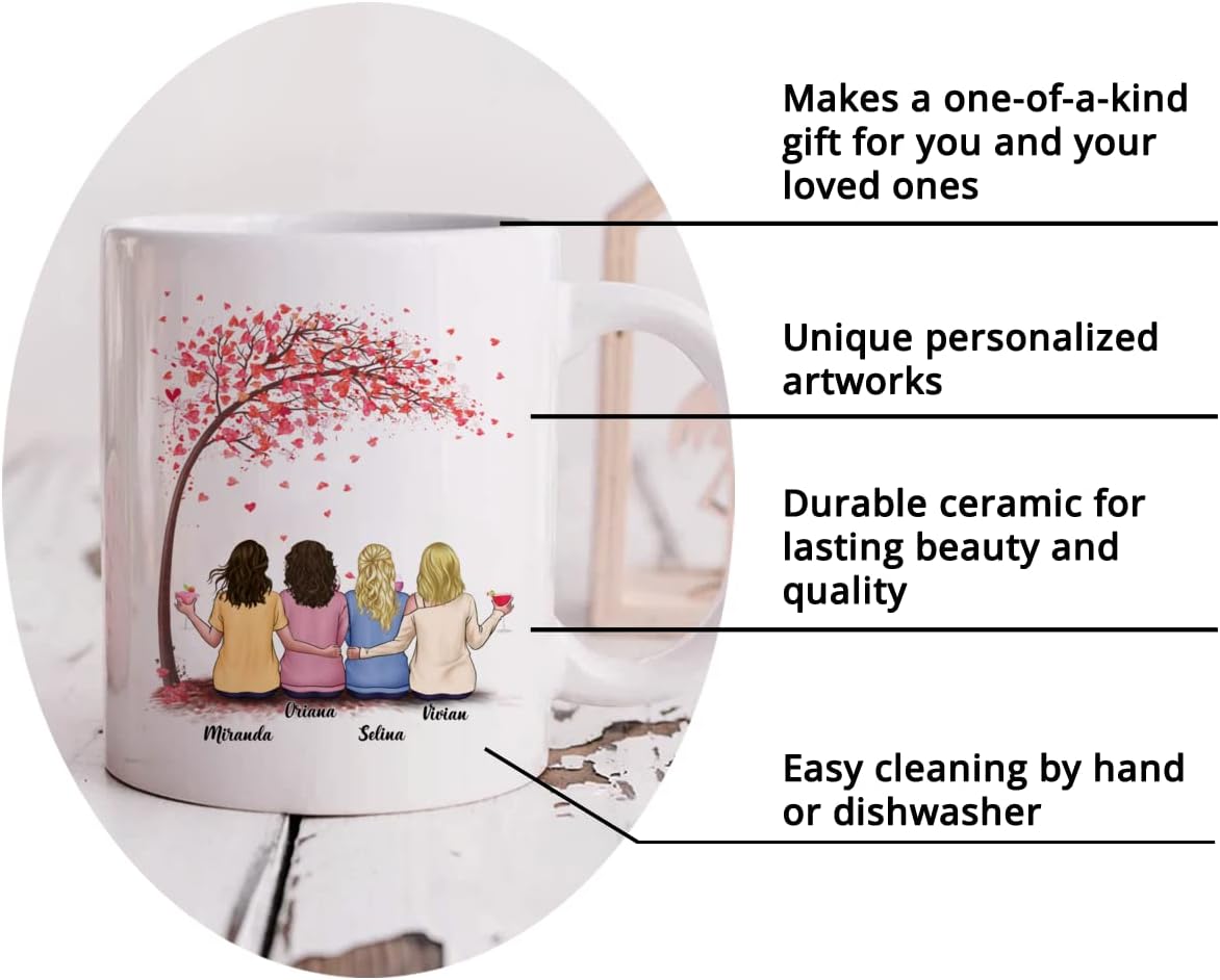 Gossby Taza personalizada para mejor amiga, regalo personalizado para mujeres con diseños, nombres, cumpleaños, regalo de taza de Navidad para