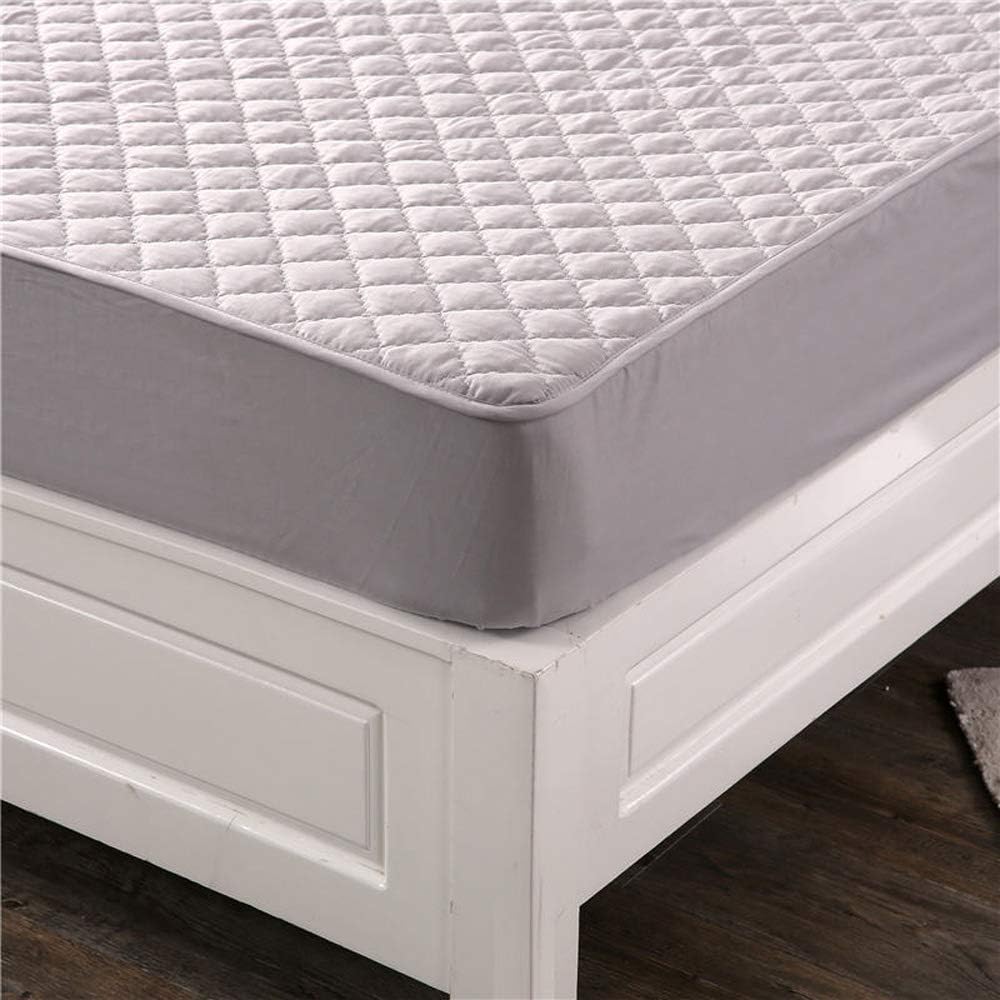 Sábana bajera acolchada gruesa y lisa, suave, pesada, antideslizante, funda protectora para colchón de cama (individual, gris)