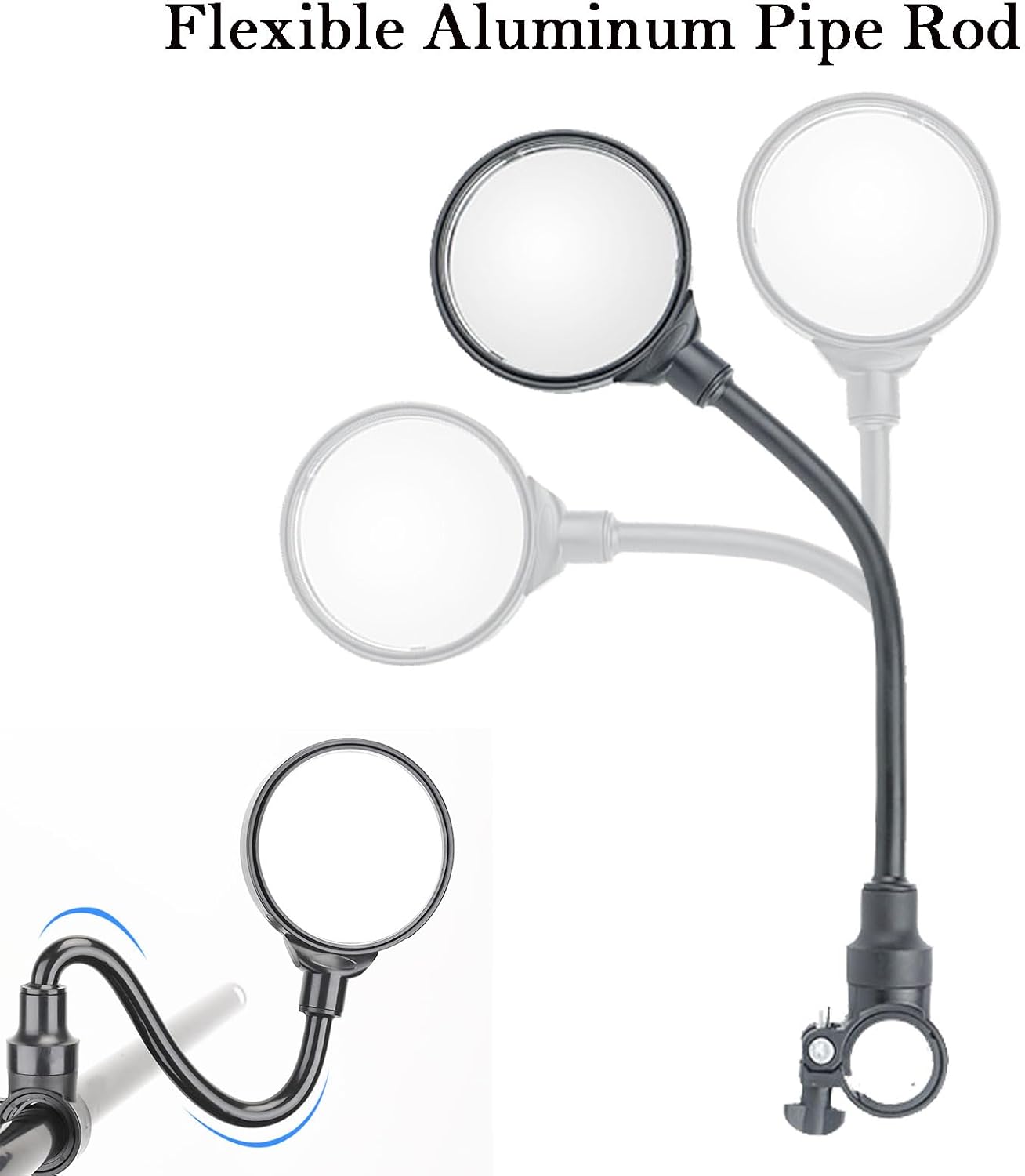 Espejo de bicicleta, espejos de bicicleta para manillares con lente convexa de rotación 360, espejo retrovisor seguro para bicicleta
