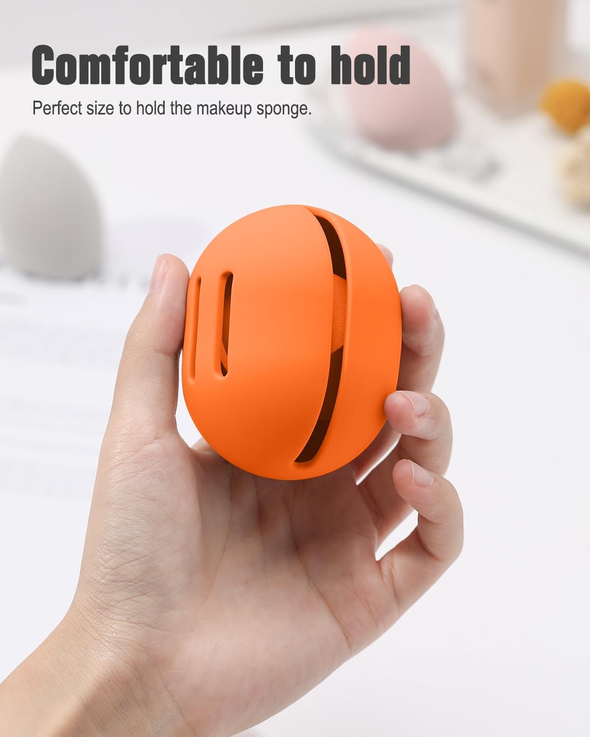 FERYES Soporte para esponja de maquillaje  Estuche para licuadora de maquillaje de belleza ecológica inastillable para viajes, color naranja