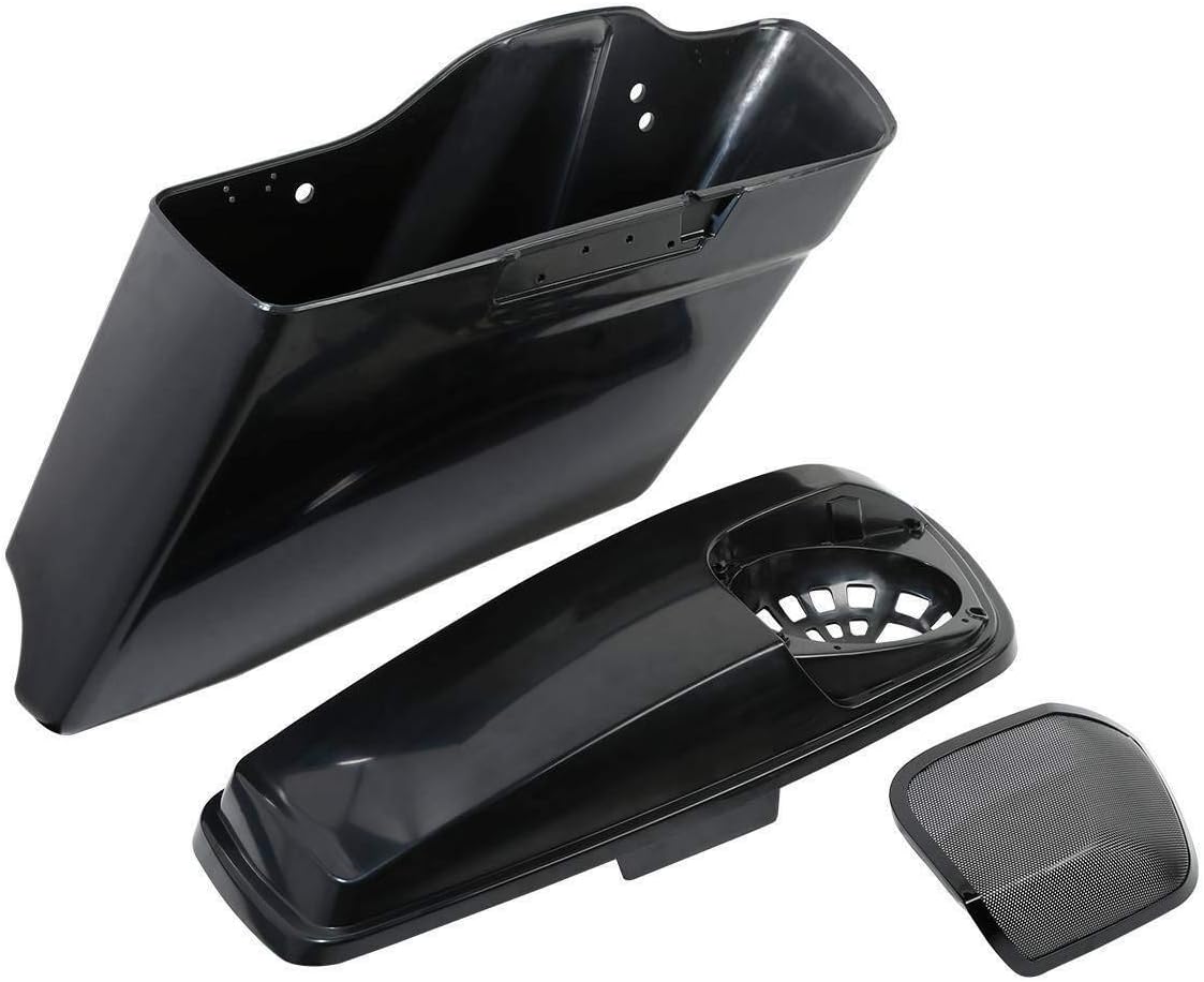 TCMT Alforjas extendidas de 4 pulgadas y altavoces de 5 x 7 pulgadas para Harley Touring Road King Road Glide Street Glide Electra Glide 2014-2023