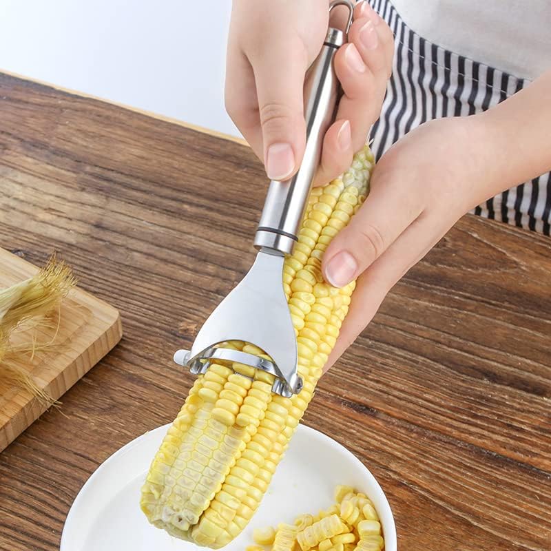 Pelador de maíz mágico, pelador de mazorca de maíz de acero inoxidable, práctica herramienta para pelar maíz para cocina, pelador de maíz para