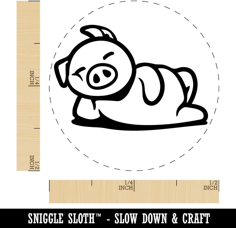 Lazy Pig Lounging – Sello de goma para sellar planificadores de manualidades, mini de 12 pulgada