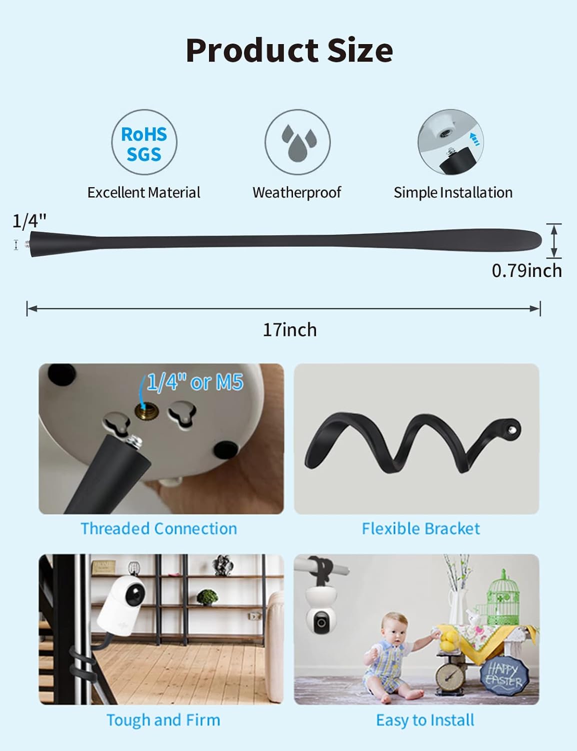 Tonton Soporte universal para monitor de bebé, soporte de cámara compatible con HelloBaby y la mayoría de los otros monitores de bebé, brazo de