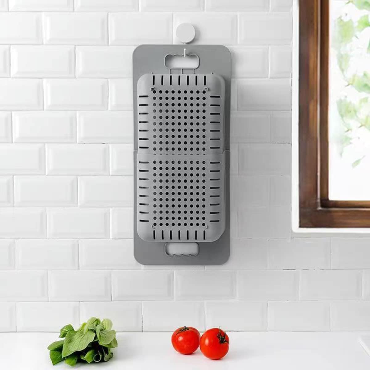 Colador sobre el fregadero – Lavar verduras y frutas, escurrir la pasta cocida y platos secos, espesa coladores y coladores extensibles para