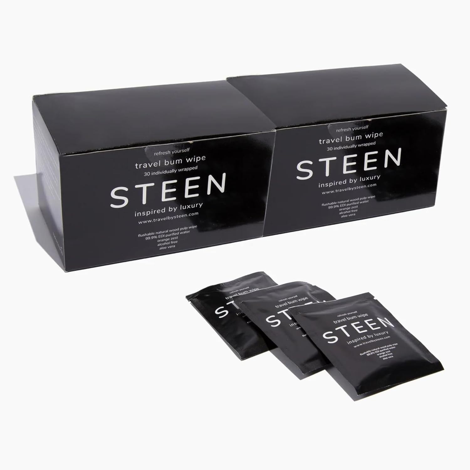 STEEN – Toallitas desechables para el baño, toallitas húmedas para inodoro, 2 cajas de 30 toallitas (60 en total), ingredientes naturales, para