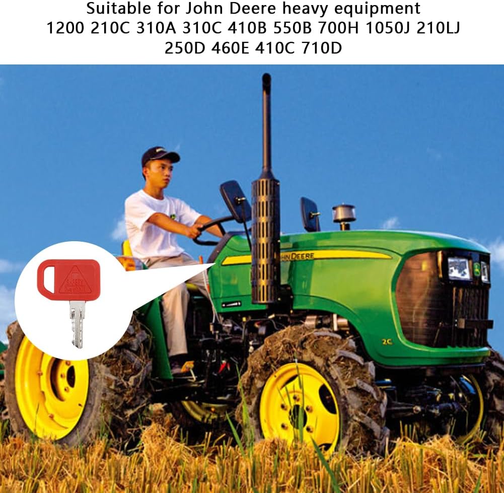 6 llaves de encendido de repuesto para John Deere Heavy Equipment Loader Tractores 1200 210C 310A 310C 410B 550B 700H 1050J 210LJ 250D 460E 410C