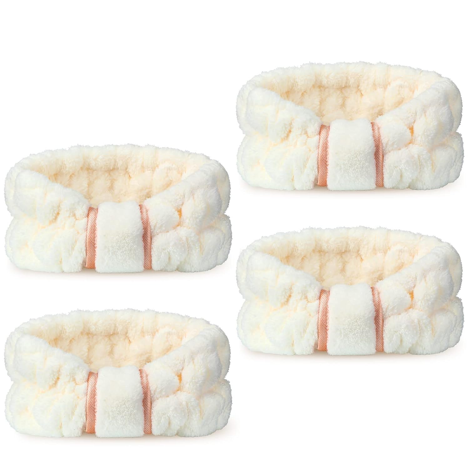 WILLBOND Paquete de 4 diademas de microfibra para spa, diademas faciales de maquillaje, diademas elásticas de tela de rizo para mujeres y niñas,
