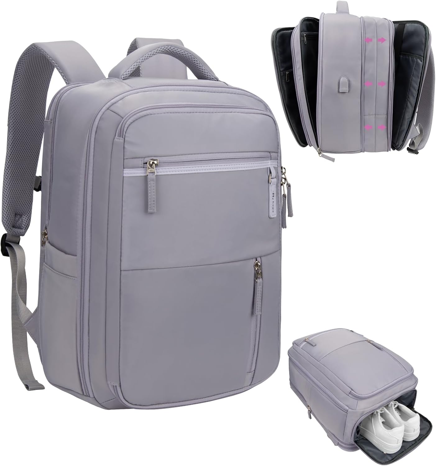Hp hope Mochila de viaje para mujer, mochila extra grande para laptop con puerto de carga USB para senderismo, mochila de negocios de fin de semana,